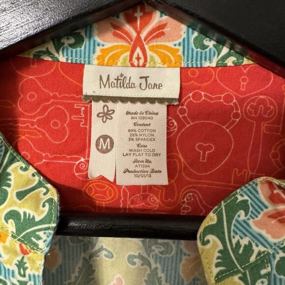 Matilda Jane It's a Wonderful Parade Green Acres Top Floral Women's Medium - Picture 4 of 4